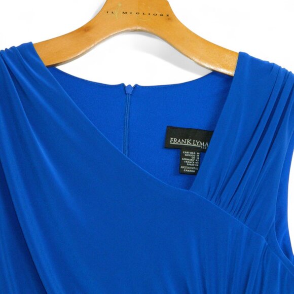 Frank Lyman Royal Blue Studded Rouched Holiday Party Cocktail Sheath Dress Sz14 - Picture 5 of 12